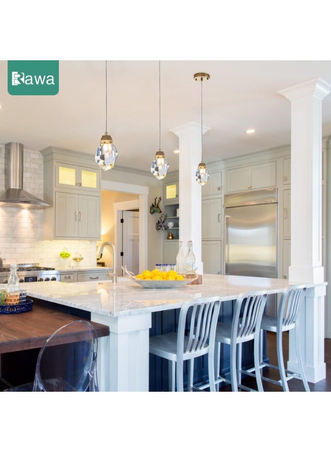 روعة مصباح معلق من الكريستال الماسي الخفيف، مصباح معلق صغير للسقف بلمسة نهائية من النحاس المطلي باللون الذهبي، مصباح معلق LED متغير الألوان من الكريستال المنشوري للمطبخ والحمام وغرفة النوم والبار (مصباح واحد) - Image 5